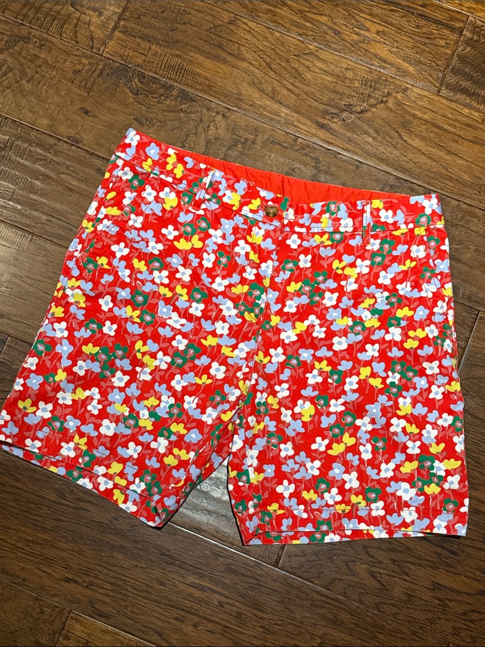 Talbots Red Floral-Print Women's Bermuda Shorts
